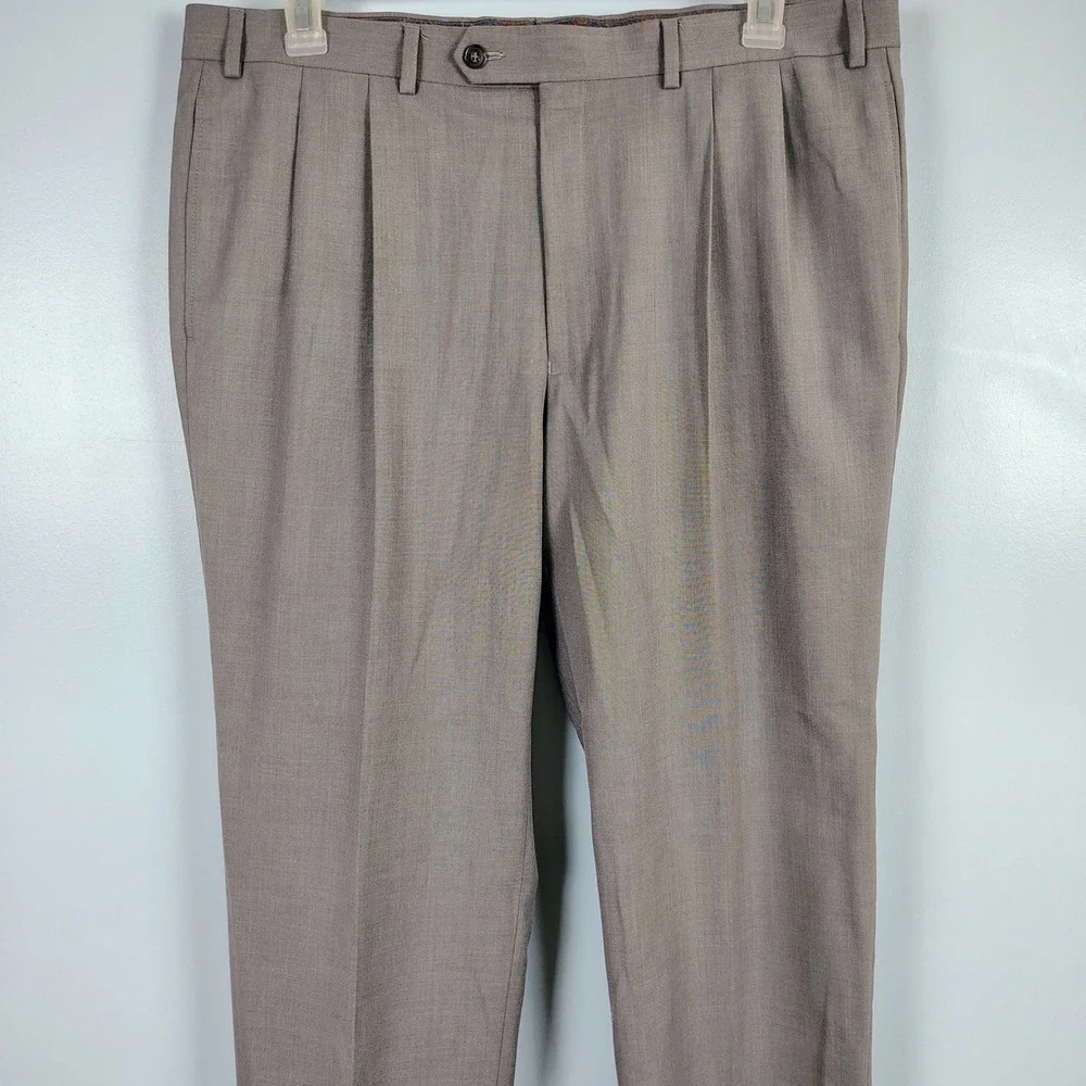 Lauren Ralph Lauren Mens 38x32 Pleated Dress Pants Brown Preppy old money
